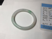 Load image into Gallery viewer, 51mm Certified Type A 100% Natural sunny green white Jadeite Jade oval bangle D161-5352
