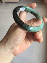 Load image into Gallery viewer, 58.5mm certified Type A 100% Natural sunny green dark green light green (half mountain half watery 半山半水) Jadeite Jade bangle PB194-9765
