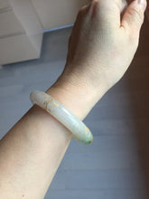 Load image into Gallery viewer, 50.3.mm 100% Natural type A green purple white carved flowers and golden-painted Jadeite Jade bangle PB248-5301
