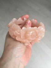 Load image into Gallery viewer, 57mm 100% natural pink carved Peony and money jars Quartzite (Shetaicui jade) bangle SY101
