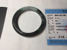 Load image into Gallery viewer, 58mm Certificate dark green/black/white sunny green/purple jadeite jade bangle BP27-4053
