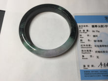 Load image into Gallery viewer, 58mm Certificate dark green/black/white sunny green/purple jadeite jade bangle BP27-4053
