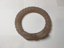 Load image into Gallery viewer, 60.5mm 100% natural light pink Quartzite (Shetaicui jade) carved Bow knot and twist style bangle XY110
