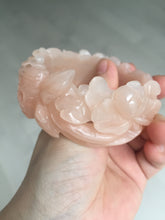 Load image into Gallery viewer, 57mm 100% natural pink carved Peony and money jars Quartzite (Shetaicui jade) bangle SY101
