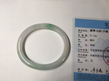 Load image into Gallery viewer, 51mm Certified Type A 100% Natural sunny green white Jadeite Jade oval bangle D161-5352
