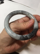 Load image into Gallery viewer, RESERVED! please don&#39;t order. Thank you. 55.5mm certified Type A 100% Natural black white light green (WuJi) chubby round cut Jadeite Jade bangle PB159-5845
