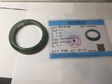 Load image into Gallery viewer, 57.5mm Certified 100% natural Type A icy watery oily dark green/gray(老油青) jadeite jade bangle PB160-0372
