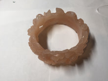 Load image into Gallery viewer, 57mm 100% natural pink carved Peony and money jars Quartzite (Shetaicui jade) bangle SY101
