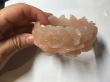 Load image into Gallery viewer, 57mm 100% natural pink carved Peony and money jars Quartzite (Shetaicui jade) bangle SY101
