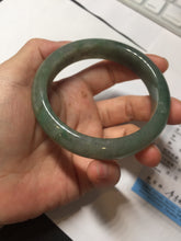 Load image into Gallery viewer, 57.5mm Certified 100% natural Type A icy watery oily dark green/gray(老油青) jadeite jade bangle PB160-0372
