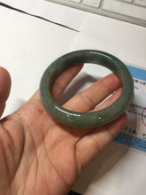 Load image into Gallery viewer, 57.5mm Certified 100% natural Type A icy watery oily dark green/gray(老油青) jadeite jade bangle PB160-0372
