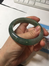 Load image into Gallery viewer, 57.5mm Certified 100% natural Type A icy watery oily dark green/gray(老油青) jadeite jade bangle PB160-0372
