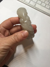 Load image into Gallery viewer, 60mm 100% natural light pink/white/gray carved nine-tailed fox Quartzite (Shetaicui jade)bangle XY112
