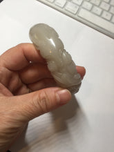 Load image into Gallery viewer, 60mm 100% natural light pink/white/gray carved nine-tailed fox Quartzite (Shetaicui jade)bangle XY112
