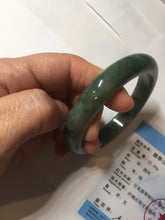 Load image into Gallery viewer, 56.8mm Certified 100% natural Type A oily dark green/ gray (老油青) jadeite jade bangle PC1-0375
