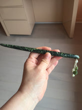 Load image into Gallery viewer, 18.5cm 100% Natural dark green Xiu Jade Serpentine hairpin with Safety bottle dangling AW4
