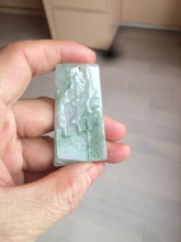 Load image into Gallery viewer, 100% Natural type A light green safe and sound pendant with the carved hieroglyph of &quot;Buddha&quot; jadeite Jade pendant group B99
