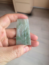 Load image into Gallery viewer, 100% Natural type A light green safe and sound pendant with the carved hieroglyph of &quot;Buddha&quot; jadeite Jade pendant group B99
