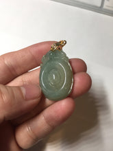 Load image into Gallery viewer, 100% Natural type A icy oily dark green Jadeite Jade seashell (福贝)  pendant F146
