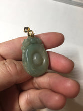 Load image into Gallery viewer, 100% Natural type A icy oily dark green Jadeite Jade seashell (福贝)  pendant F146
