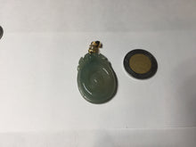 Load image into Gallery viewer, 100% Natural type A icy oily dark green Jadeite Jade seashell (福贝)  pendant F146
