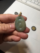 Load image into Gallery viewer, 100% Natural type A icy oily dark green Jadeite Jade seashell (福贝)  pendant F146
