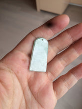 Load image into Gallery viewer, 100% Natural type A light green safe and sound pendant with the carved hieroglyph of &quot;Buddha&quot; jadeite Jade pendant group B99
