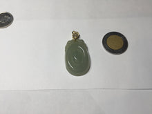 Load image into Gallery viewer, 100% Natural type A icy oily light green gray Jadeite Jade seashell (福贝)  pendant F147
