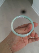 Load image into Gallery viewer, 49mm certified 100% natural Type A light green/white oval jadeite jade bangle BG27-5447
