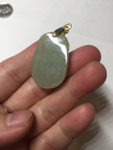 Load image into Gallery viewer, 100% Natural type A icy oily light green gray Jadeite Jade seashell (福贝)  pendant F147
