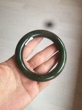 Load image into Gallery viewer, 57.4mm certified 100% Natural dark green/black round cut nephrite Hetian Jade(碧玉)  bangle HT90-0118
