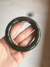 Load image into Gallery viewer, 57.4mm certified 100% Natural dark green/black round cut nephrite Hetian Jade(碧玉)  bangle HT90-0118
