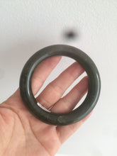 Load image into Gallery viewer, 57.4mm certified 100% Natural dark green/black round cut nephrite Hetian Jade(碧玉)  bangle HT90-0118
