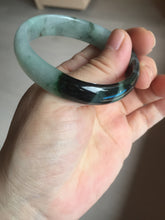 Load image into Gallery viewer, 47mm Certified Type A 100% Natural dark green Jadeite Jade oval bangle AH93-4483
