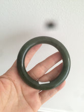 Load image into Gallery viewer, 57.4mm certified 100% Natural dark green/black round cut nephrite Hetian Jade(碧玉)  bangle HT90-0118
