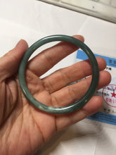 Load image into Gallery viewer, 59.3mm Certified Type A 100% Natural dark green/blue/gray Guatemala slim round cut Jadeite bangle BP191-2432
