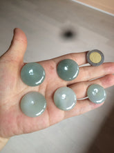 Load image into Gallery viewer, 21.5-26mm certified 100% Natural icy watery oily light green/white  jadeite Jade Safety Guardian Button(donut) Pendant F126

