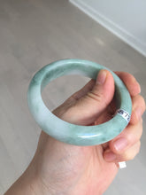 Load image into Gallery viewer, 56.3mm certified 100% natural type A light green white chubby jadeite jade bangle BQ62-6872
