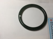 Load image into Gallery viewer, 60mm certified 100% Natural dark green/black round cut nephrite (碧玉)  bangle HN19-9158
