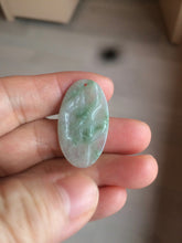 Load image into Gallery viewer, 100% Natural type A light green safe and sound pendant with the carved hieroglyph of &quot;Buddha&quot; jadeite Jade pendant group B99
