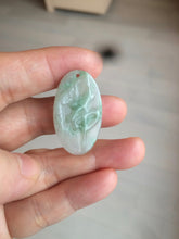 Load image into Gallery viewer, 100% Natural type A light green safe and sound pendant with the carved hieroglyph of &quot;Buddha&quot; jadeite Jade pendant group B99
