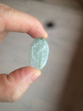 Load image into Gallery viewer, 100% Natural type A light green safe and sound pendant with the carved hieroglyph of &quot;Buddha&quot; jadeite Jade pendant group B99
