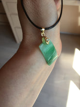 Load image into Gallery viewer, 100% Natural type A icy watery sunny green/purple Jadeite Jade safe and sound pendant AX145
