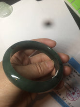 Load image into Gallery viewer, 57.5mm certified type A 100% Natural icy watery dark green/black Jadeite jade bangle AM71-1090
