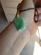 Load image into Gallery viewer, 100% Natural type A icy watery sunny green/purple Jadeite Jade safe and sound pendant AX145
