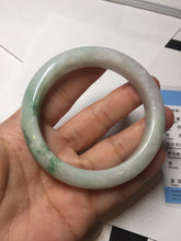 Load image into Gallery viewer, 56mm certified 100% natural icy watery light white/sunny green jadeite jade bangle BN72-3878
