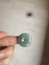 Load image into Gallery viewer, 21.5-26mm certified 100% Natural icy watery oily light green/white  jadeite Jade Safety Guardian Button(donut) Pendant F126
