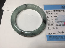 Load image into Gallery viewer, 56.5mm Certified Type A 100% Natural icy watery light green dark green chubby Jadeite Jade bangle BP36-8907
