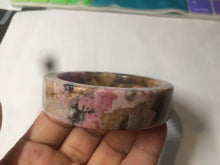 Load image into Gallery viewer, 54.9mm 100% natural pink/black time series(时光系列) rose stone (Rhodonite)square bangle XY83

