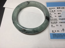 Load image into Gallery viewer, 56.5mm Certified Type A 100% Natural icy watery light green dark green chubby Jadeite Jade bangle BP36-8907
